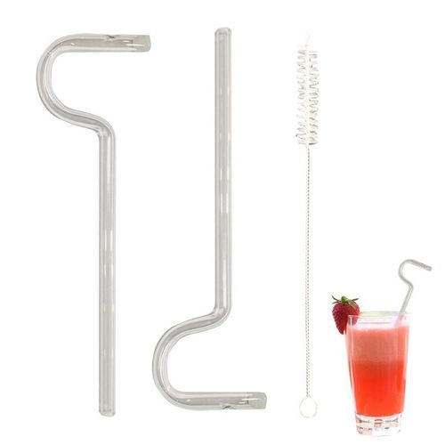 Pailles En Verre Réutilisables Pour Boire, Style Flûte, Élimine Les Lignes De Jules, Avec Brosse, 2 Pièces
