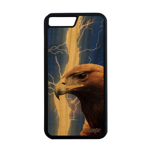Coque Silicone Aigle Pour Iphone 8+ Plus Bois Bleu Animal Animaux Eclair Caoutchouc Orage Personnalisé Oiseau Rapace Design De