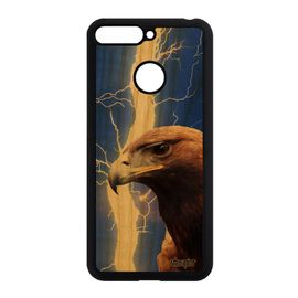 Coque Silicone Honor 7a Bois Naturel Aigle Eclair Portable Telephone Frêne Smartphone Design Rapace Royal Animal Foudre Oiseau Bleu