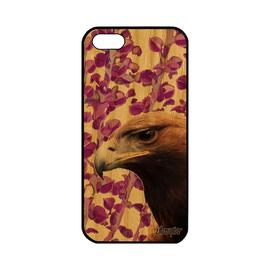 Coque Pour Iphone 5 5s Se En Bois Silicone Aigle Rapace Nature Telephone Animaux Rose Frêne Animal Oiseau Plante Design Dessin Apple