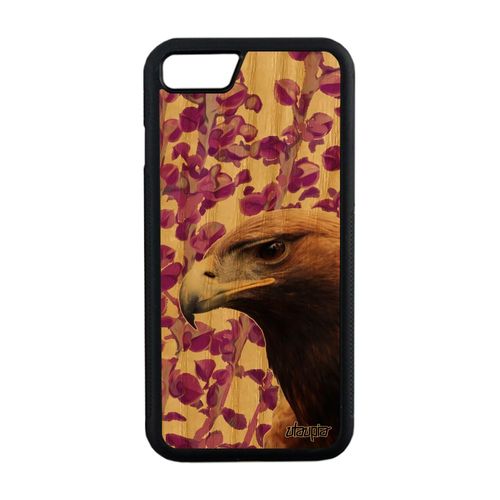 Coque Bois Naturel Aigle Iphone 8 Silicone Royal Plante Caoutchouc Noir Mobile Oiseau Nature Design Animaux Rapace Housse Rose