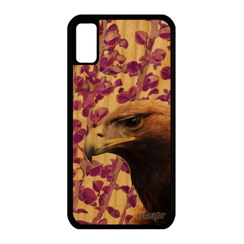 Coque Bois Iphone Xs Silicone Aigle Rose 4g Rapace Animaux Design Animal Royal Nature Plante Oiseau Pas Cher De Protection