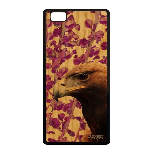 Coque Aigle Pour Huawei P8 Lite 2015 En Bois Silicone Antichoc Housse Animaux Rapace Dessin Rose Mobile Design Animal Plante Oiseau