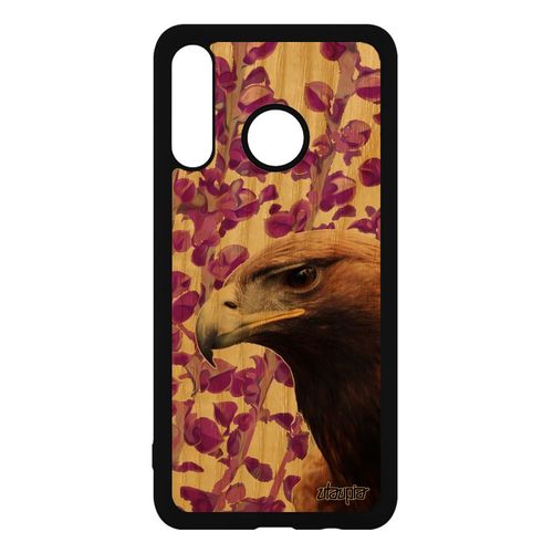 Coque En Bois Silicone Aigle De Protection Huawei P30 Lite Rose Animaux Plante Antichoc Design Royal Nature 4g Oiseau Animal Rapace