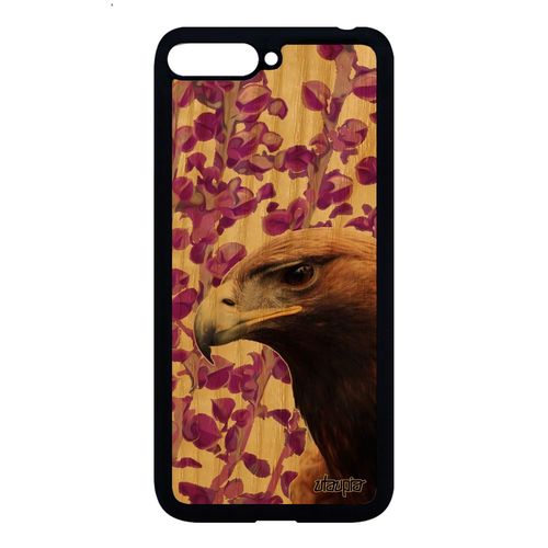 Coque En Bois Naturel Veritable Huawei Y6 2018 Silicone Aigle Bumper Gel Rapace Housse Portable Rose Nature Design Smartphone Oiseau