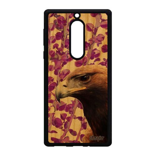 Coque Aigle Nokia 5 En Bois Naturel Silicone Portable Rapace Nature Animaux Design Animal Royal Rose Plante Rigide Made In France
