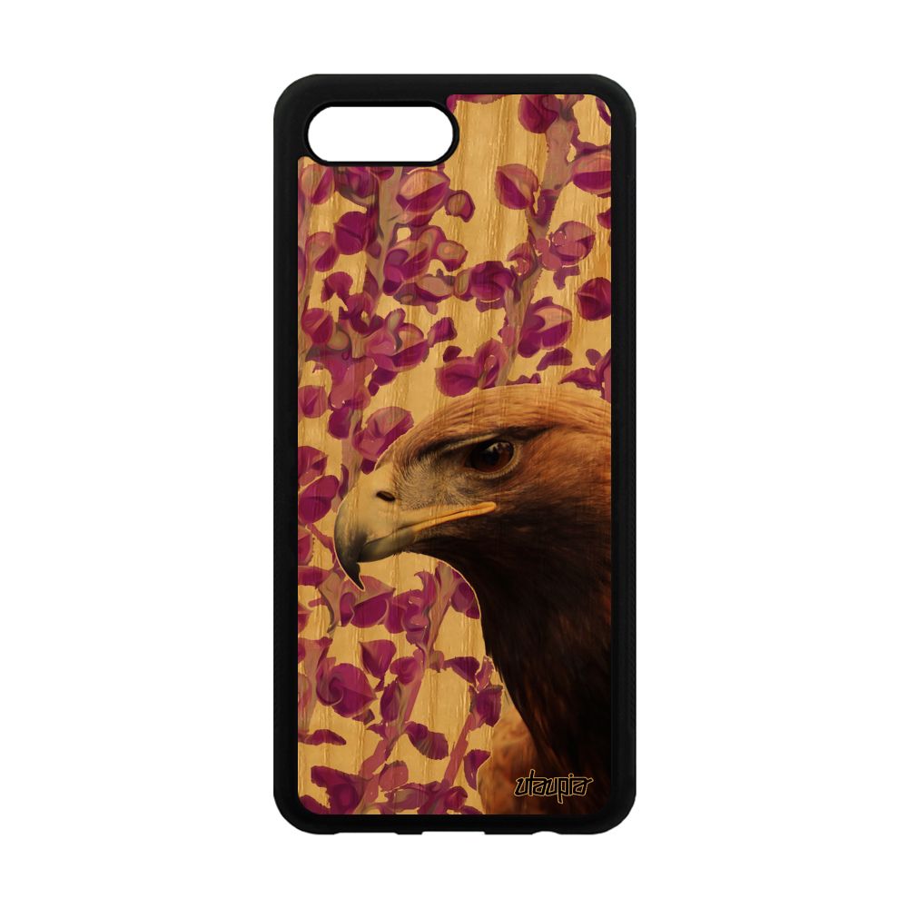 Coque Silicone Honor 10 En Bois Aigle Rapace Rose Plante De Protection Motif Animal Design Animaux Smartphone Portable Royal Oiseau