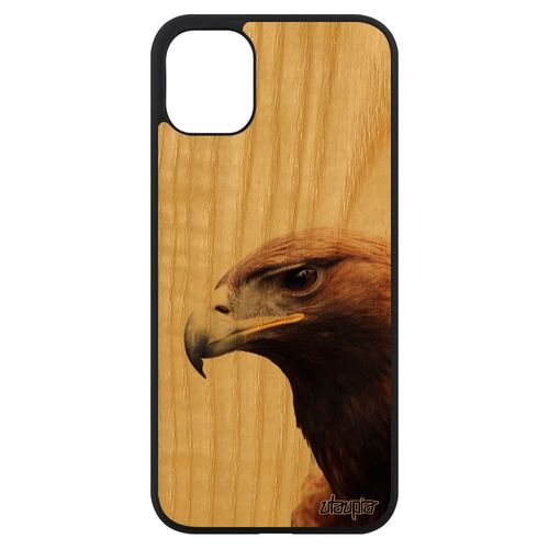 Coque Bois Silicone Pour Iphone 11 Aigle Portable Royal Design Original Rapace Animaux Jolie Marron Housse Telephone Nature De