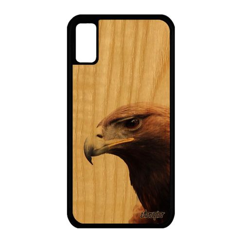 Coque Silicone Aigle Antichoc Iphone Xs En Bois Rapace Frêne Animal Oiseau Royal Portable Marron Tpu Caoutchouc Design Jolie