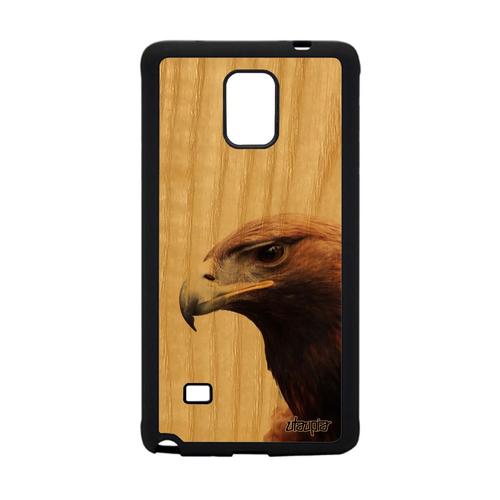 Coque Aigle Samsung Galaxy Note 4 Bois Silicone Smartphone Jolie Design Animal Gel Nature Animaux Rapace Royal Housse Marron Oiseau