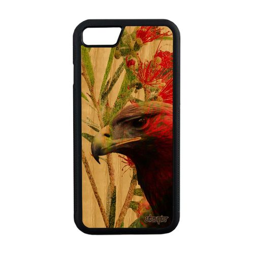 Coque Bois Silicone Telephone Iphone 8 Aigle Case Etui Royal Mobile Design Rapace Oiseau Vert Peinture Animaux Animal Cover De