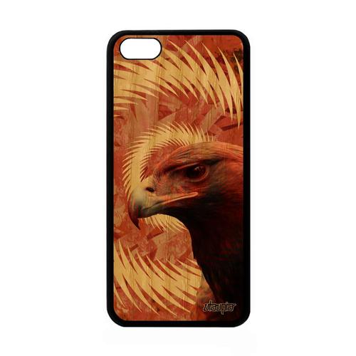 Coque Pour Apple Iphone 5c En Bois Silicone Aigle Animaux Orange Mandala 8 Go Mobile Telephone Oiseau Design Royal Portable Animal