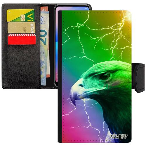 Coque Aigle Pour Iphone 11 Pro Portefeuille Porte Cartes Animaux Animal Arc En Ciel Design Leather Vert Etui Telephone Rapace