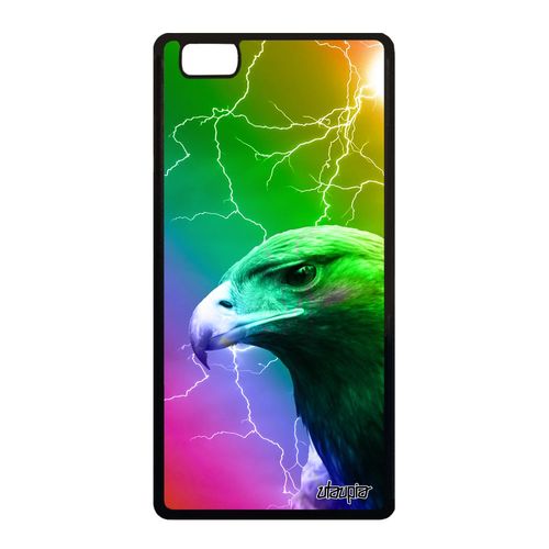 Coque Silicone Huawei P8 Lite 2015 Aigle Animal Rapace Antichoc Rigide Multicolore Animaux Arc En Ciel Gel Oiseau Vert Design Eclair