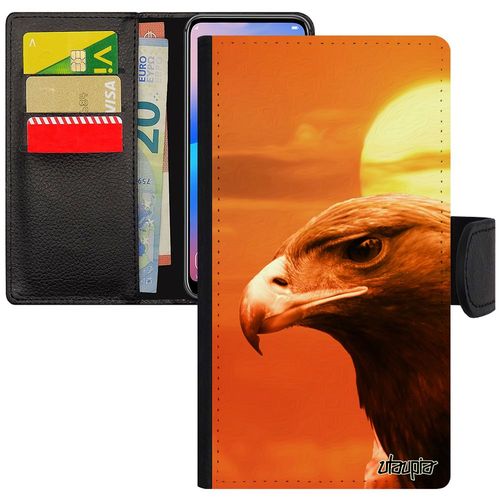 Coque Aigle Huawei P Smart 2018 En Simili Cuir Design Rapace Animaux Royal Leather Orange Couché De Soleil Rigide Ciel Animal Etui