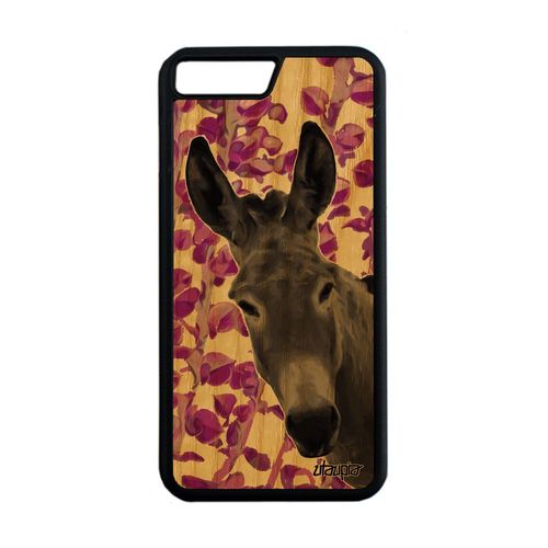 Coque Bois Silicone Iphone 7+ Plus Ane Etui Anesse Mule Rose Telephone Bourrique Tetu Plante Portable Personnalisé Animaux De