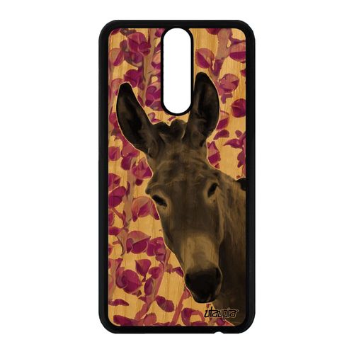 Coque Huawei Mate 10 Lite Bois Veritable Silicone Ane Pas Cher Anesse Tetu Rigide Animaux Mule Animal Rose Etui Nature Plante Housse