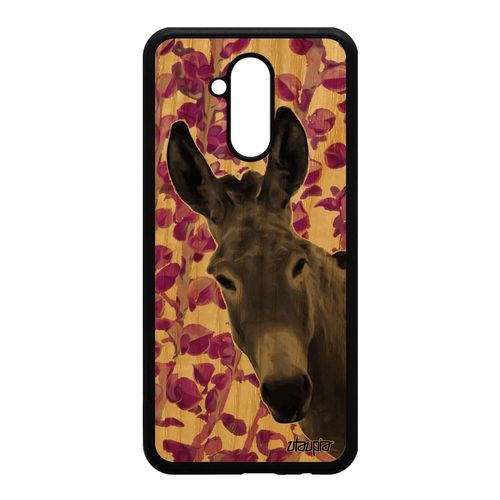 Coque En Bois Huawei Mate 20 Lite Silicone Ane Rose De Protection Anesse Bourrique Telephone Plante Design Original Animaux Mule
