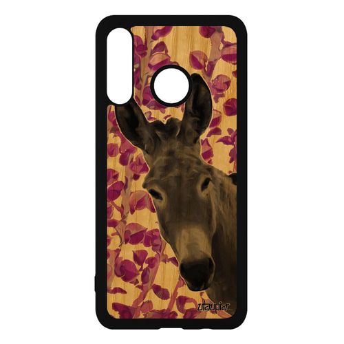Coque En Bois Silicone Huawei P30 Lite Ane Tetu Rose Nature Anesse Animal Animaux Plante Housse Design Pas Cher Mobile Mule Etui De