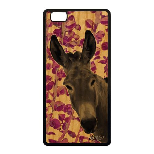 Coque Huawei P8 Lite 2015 Bois Silicone Ane Bourrique Case Animal Mule Plante Personnalisé Rose Design Nature Frêne Telephone Anesse