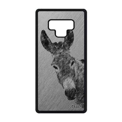 Coque Ane Pour Samsung Galaxy Note 9 Silicone Effet Gris Mule Dessin Case Anesse Design Animal Sm-N960f Bourrique Animaux Etui Tetu