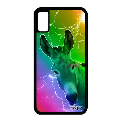 Coque Iphone Xs Silicone Ane Animal Anesse Unique Etui Design Arc En Ciel Aluminium Vert Tetu Bourrique Eclair Telephone 4g De