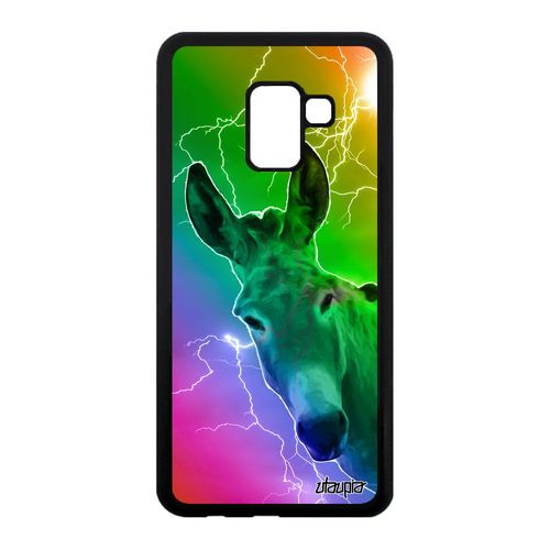 Coque Samsung Galaxy A8 2018 Silicone Ane Animal Anesse Tetu Arc En Ciel Case Vert Eclair Bourrique Mulet Smartphone Multicolore De