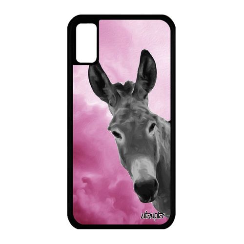 Coque Silicone Iphone Xs Ane Housse Tetu Animaux Smartphone Animal Bourrique Antichoc Design Solide Anesse Mule Rose Original
