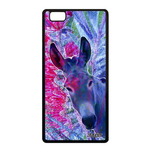 Coque Silicone Huawei P8 Lite 2015 Ane Bourrique Nature Design Dessin Ale-L21 Case Noir Tetu Bleu Animaux Animal De Made In France