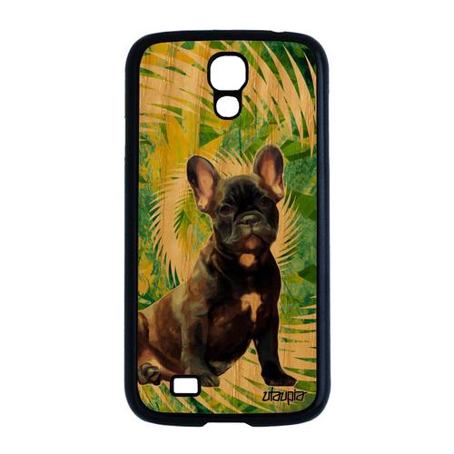 Coque Bois Chien Pour Galaxy S4 Silicone Portable Chiot Design Mignon Original Bulldog Animaux Texture Vert Housse Telephone Samsung