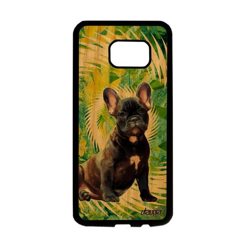 Coque De Protection Pour Galaxy S7 Edge En Bois Silicone Chien Animal Texture Etui Design Canin Vert Mignon Made In France Samsung