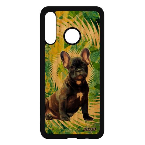 Coque Bois Pour Huawei P30 Lite Silicone Chien Bumper Case Vert Mandala Canin Animal Bulldog Mignon Chiot Mobile Frêne Tpu Animaux