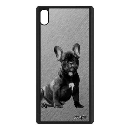 Coque Sony Xperia Xa1 Ultra Silicone Chien Animaux Housse Chiot Animal Telephone Dessin Effet Gris Bulldog Francais Made In France