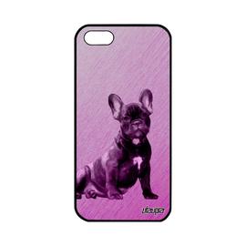Coque Antichoc Pour Iphone 5 5s Se En Silicone Chien Texture Bulldog Rigide Rose Chiot Dessin Canin Design Animal Housse Gel Apple