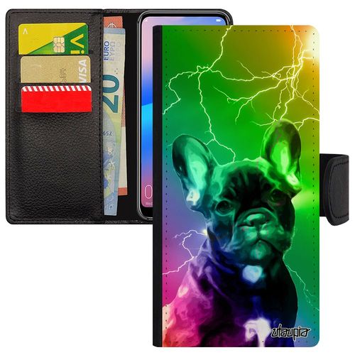 Coque Chien Huawei Y6 2018 Portefeuille Bulldog Francais Mignon Animaux Multicolore Design Pu Eclair Animal Etui Portable Chiot Vert