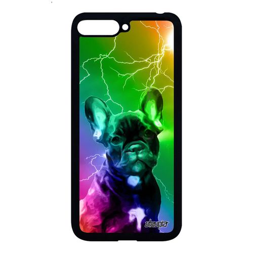 Coque Chien Huawei Y6 2018 Silicone Vert Chiot Design Animaux Multicolore Etui Mignon Gel Arc En Ciel Alu Portable Et Made In France