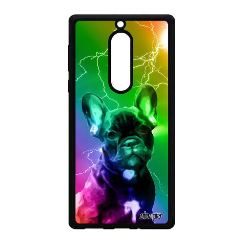 Coque Silicone Nokia 5 Chien Original Etui Animaux Design Vert Multicolore Chiot Case Bulldog Francais Eclair Metal Souple Animal De