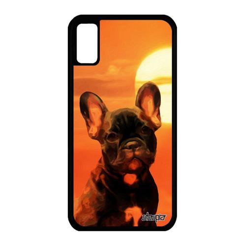 Coque Pour Iphone Xs Silicone Chien Solide Mignon Chiot Housse Ciel Animal Design Orange Animaux Bulldog Francais Smartphone