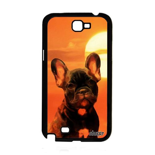 Coque Pour Galaxy Note 2 Silicone Chien Telephone Personnalisé Bulldog Francais Animal De Protection Design Couché De Soleil Samsung