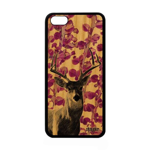Coque Cerf Iphone 5c Bois Silicone Animaux Smartphone Cover Plante Cervide Antichoc Rose Faon Brame Nature Foret Biche Animal Apple