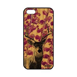 Coque Silicone Cerf Antichoc Apple Iphone 5 5s Se Bois Animaux Brame Biche Nature Cervide Smartphone Plante Faon Foret Animal Rose