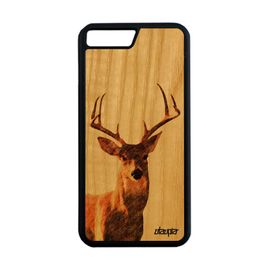 Coque Iphone 8+ Plus Bois Silicone Cerf Dessin Nature Brun Frêne Gibier Design Portable Animal Iphone 8+ Etui Faon Cover Brame