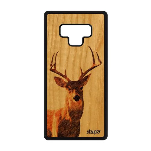 Coque Samsung Galaxy Note 9 Bois Silicone Cerf Design Foret Animal Smartphone Etui Antichoc Faon Cover Gibier Biche Sm-N960f Brun De