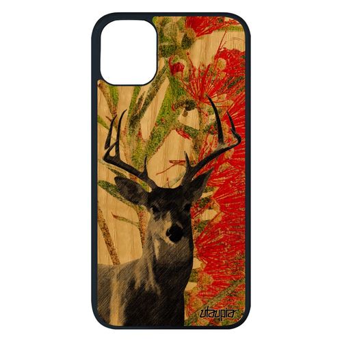 Coque Pour Iphone 11 Pro Max Bois Silicone Cerf Rigide Vert Foret 512 Go Cervide Animal Antichoc Fleurs Animaux De Protection