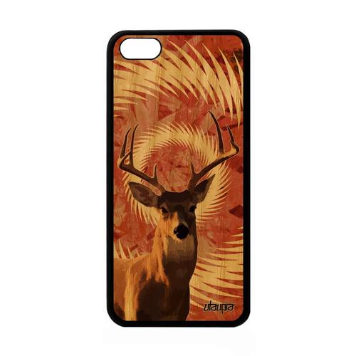 Coque Silicone Apple Iphone 5c Bois Cerf Personnalisé Biche Faon Texture Solide Motif De Protection Mandala Orange Gibier Portable