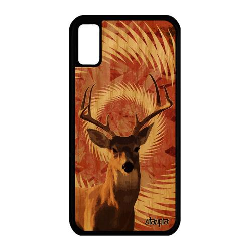 Coque Bois Iphone Xs Silicone Cerf Portable Telephone Animal Brame Design 256 Go Mobile Animaux Texture Housse Faon Gibier De