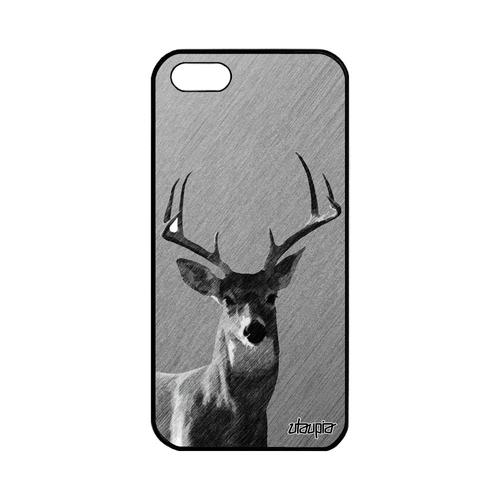 Coque Cerf Iphone 5 5s Se Silicone Aluminium Design Gris Effet 128 Go Foret Cervide Animaux Antichoc Faon Telephone Brame De Apple