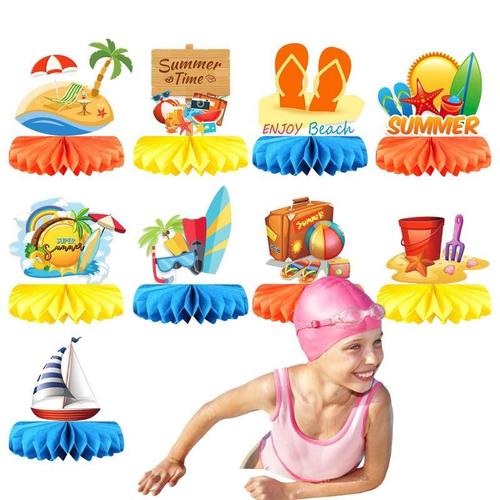 Toppers de centre de table en accent d'abeille pour la plage d'Hawaii, fournitures de fête à thème, décoration de piscine d'été