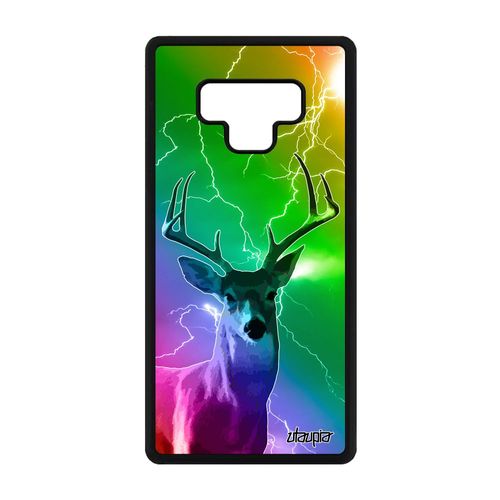 Coque Antichoc Samsung Galaxy Note 9 Silicone Cerf Vert Animaux Design Foret Bumper Case Arc En Ciel Gibier Metal Eclair Biche Brame