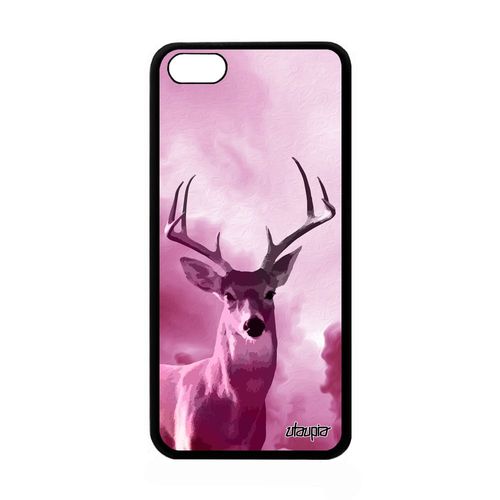 Coque Cerf Iphone 5c Silicone Housse Dessin Case Nuage Cervide Faon 32 Go Mobile Rose Design Animaux Ciel Animal Biche Brame Apple